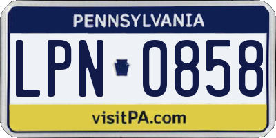 PA license plate LPN0858