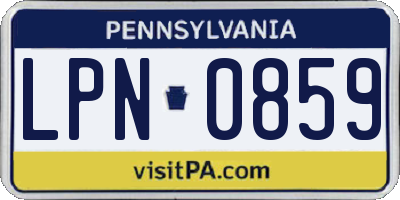 PA license plate LPN0859