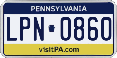PA license plate LPN0860