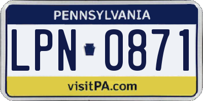 PA license plate LPN0871