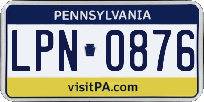 PA license plate LPN0876