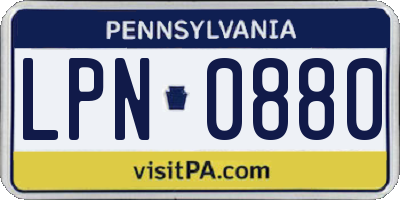 PA license plate LPN0880