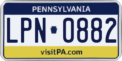 PA license plate LPN0882
