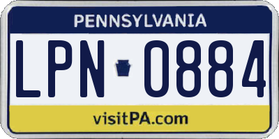 PA license plate LPN0884