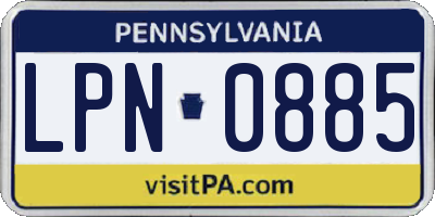 PA license plate LPN0885