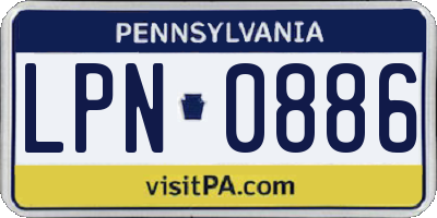PA license plate LPN0886