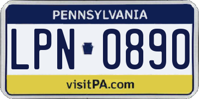 PA license plate LPN0890