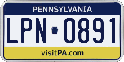 PA license plate LPN0891