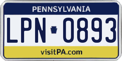 PA license plate LPN0893