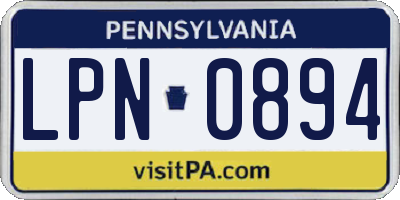 PA license plate LPN0894
