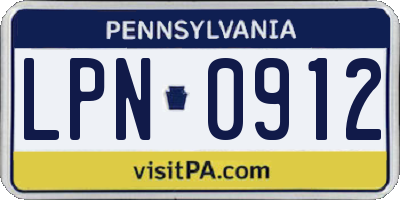PA license plate LPN0912