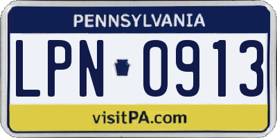 PA license plate LPN0913