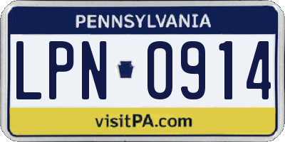 PA license plate LPN0914