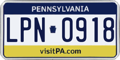 PA license plate LPN0918