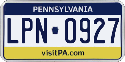 PA license plate LPN0927