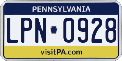 PA license plate LPN0928