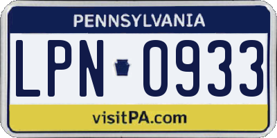 PA license plate LPN0933