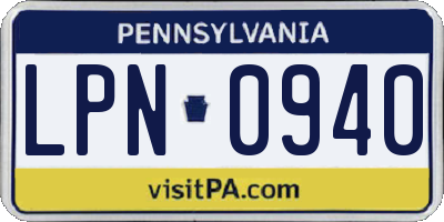 PA license plate LPN0940