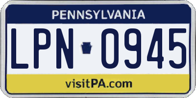 PA license plate LPN0945