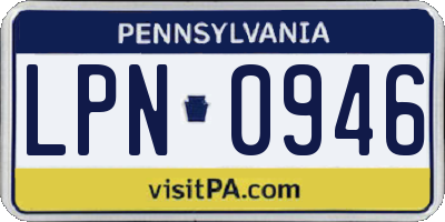 PA license plate LPN0946