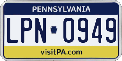 PA license plate LPN0949