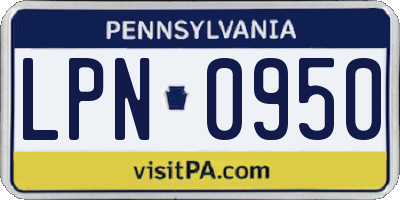 PA license plate LPN0950