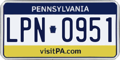 PA license plate LPN0951
