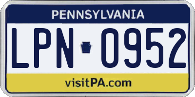 PA license plate LPN0952
