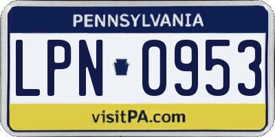 PA license plate LPN0953