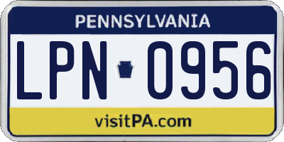 PA license plate LPN0956