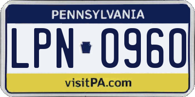 PA license plate LPN0960