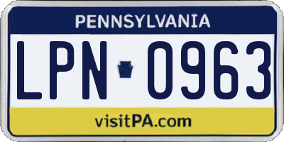 PA license plate LPN0963