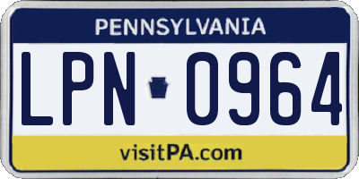 PA license plate LPN0964