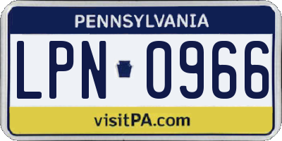 PA license plate LPN0966
