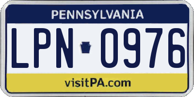 PA license plate LPN0976