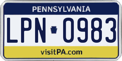PA license plate LPN0983