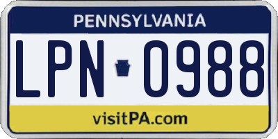 PA license plate LPN0988