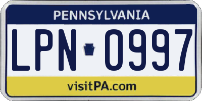 PA license plate LPN0997