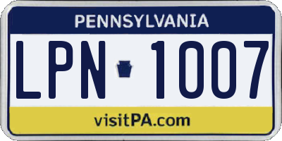 PA license plate LPN1007