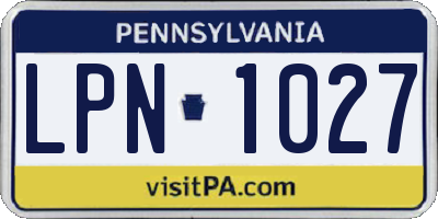 PA license plate LPN1027