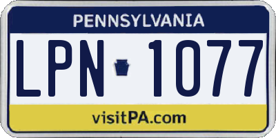 PA license plate LPN1077