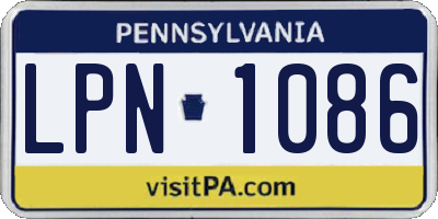 PA license plate LPN1086