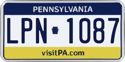 PA license plate LPN1087