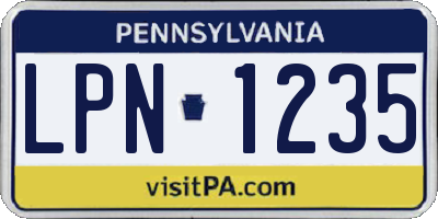 PA license plate LPN1235