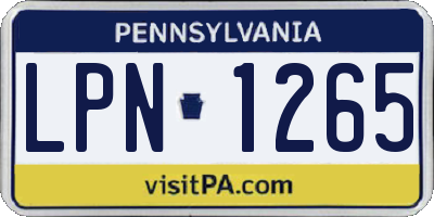 PA license plate LPN1265