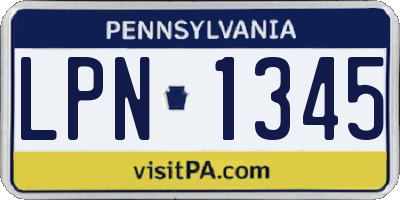 PA license plate LPN1345
