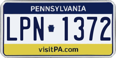 PA license plate LPN1372