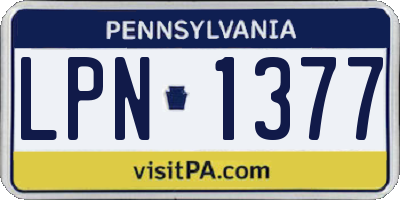 PA license plate LPN1377