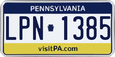 PA license plate LPN1385