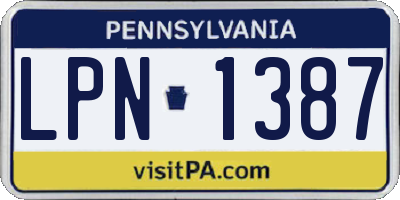 PA license plate LPN1387